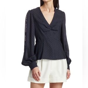 Alexis Avani Polka Dot Peplum Top in blue size M